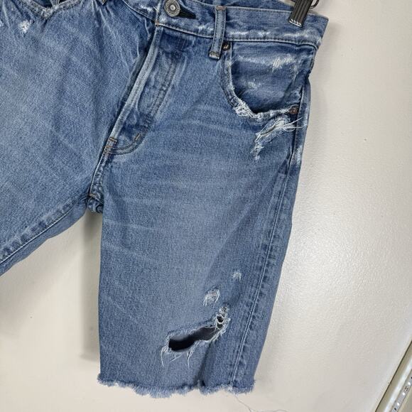 Moussy Cut Off Shorts Size 27 Blue Denim High Rise Button Fly Inseam 9” Japan - Picture 3 of 13
